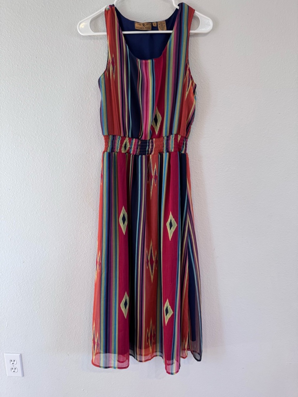 R. Cinco Ranch Multi-Color Southwest  Print Sleeveless Midi Dress Size Small